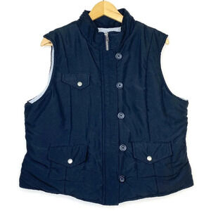 Sonoma XL Black Puffer Vest Quilted Zip Up Button Front Sleeveless Jacket Coat